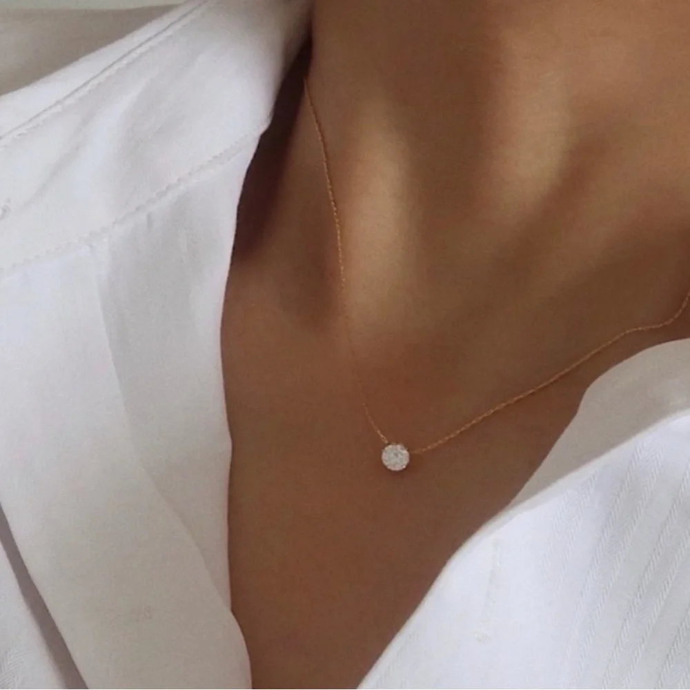 Anthropologie 2ct Diamond Solitaire Gold Necklace - Picture 2 of 3